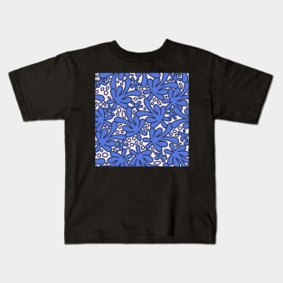 Modern abstract Matisse inspired design in beautiful electric cobalt blue on an off white background Kids T-Shirt